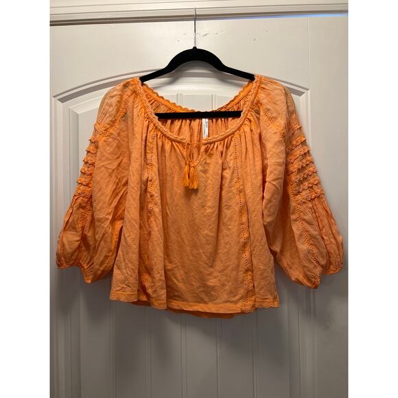Anthropologie Tops - NWT Anthropologie Women’s Ruffle Off Shoulder Peasant Top Size XS Petite Orange